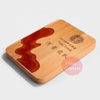 Trofeo Ecológico de Madera de Haya con Proceso de Epoxi, Placa de Madera, Escudo de Premio con Base, Logotipo Grabado Personalizado para Celebración Empresarial