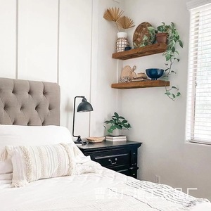<b>Wall</b> <b>Mounted</b> Wooden Storage Rack Single <b>Shelf</b> Natural Wood Color Durable Multipurpose For Living Room Bedroom - Product Image 1