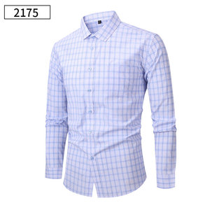 <span class=keywords><strong>Camicie</strong></span> Eleganti da Uomo Plus Size, Nuove, Traspiranti, a Maniche Lunghe, Fantasia Scozzese, Non Necessita di Stiratura, Business Casual, Vestibilità <span class=keywords><strong>Slim</strong></span>, per l'Autunno - Product Image 5