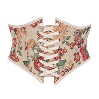 Corsé Renacentista con Estampado de Tapicería, Cincher de Cintura Corta con Soporte de Varillas, Reductor, Transpirable, Tallas Grandes, Sexy