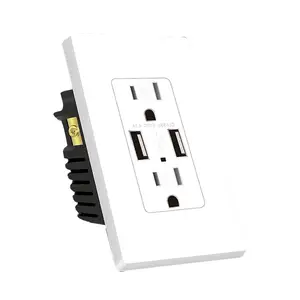 OSWELL USB Wall Outlet 4.8A Charging Receptacle 15A Tamper Resistant Electrical Socket Wall Plate Included White