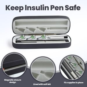 Étui de rangement pour stylo injecteur d'insuline médicale, en cuir PU de haute qualité et avec un couvercle métallique, pratique pour l'impression de logo. - Product Image 4