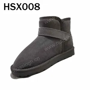 ZH, bottes de neige noires à coupe moyenne avec doublure courte en fourrure, bottes d'hiver anti-froid populaires sur le marché sud-coréen HSX007