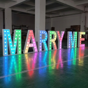 Custom Number LED 3D RGB MARRY ME Light <b>Bulb</b> Luminous Letters Sign For Wedding Company Advertising sign - Product Image 3