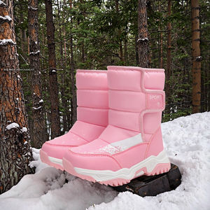 <span class=keywords><strong>Bottes</strong></span> d'hiver montantes pour fillette, confortables et chaudes, avec doublure en peluche, tige en tissu extensible, semelle extérieure en caoutchouc, semelle intérieure en EVA, tailles 26-38 - Product Image 3