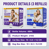 Recharge en gros pour diffuseur apaisant pour chats, lot de 3 flacons de 48 ml de liquide apaisant pour chats, emballage personnalisé OEM