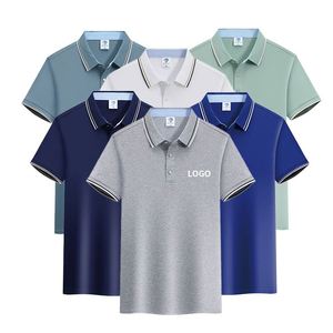 เสื้อโปโลปักโลโก้สั่งทำขายส่ง ผ้าฝ้ายสีพื้น เสื้อยืดกอล์ฟผู้ชาย เสื้อยืดเรียบๆ ระบายอากาศได้ดี เสื้อลำลองสำหรับเล่นกีฬา - Product Image 2