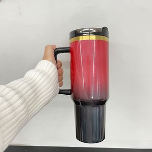 Custom Logo Gradient Christmas <b>Glitter</b> Gold Plated Tumbler Ombre <b>Red</b> Green 40Oz Mugs With Handle for Laser Engraving - Product Image 3