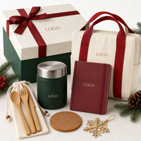 Kit Cadeau Personnalisé de Noël pour Employés avec Boîte Alimentaire, Sac Repas, Couverts, Carnet, Sous-Verre, Ornement, Boîte Cadeau - Fournisseur OEM