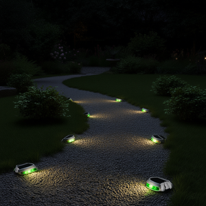 Paquete de 8 luces solares para entrada, botón de interruptor, muelle de cubierta inalámbrico impermeable, 6 LED, advertencia de camino, jardín, pasarela, acera, luces de camino - Product Image 2