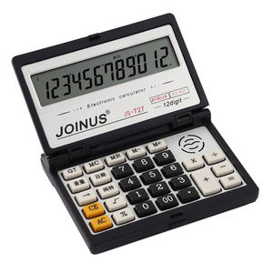 Calculatrice pliable Joinus Js-727 à 12 chiffres avec fonction vocale, portable, fonctionnant sur piles, en ABS noir - Product Image 1