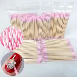 400 bâtonnets en bois d'oranger roses à double tête de 7 cm pour repousser et enlever les cuticules, outil de nettoyage pour strass et maquillage des ongles - Product Image 2