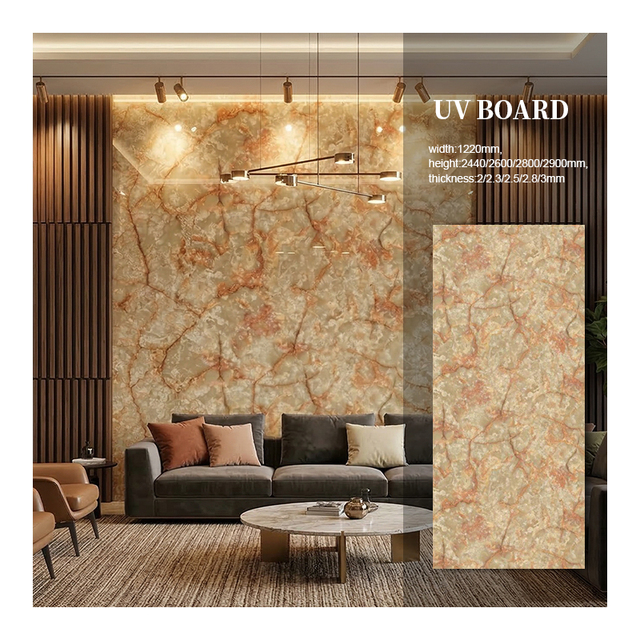 48x110 Inch Warm Onyx PVC Marble Panel Wall Panel High Gloss Lightweight Flexible for Hotel Villa