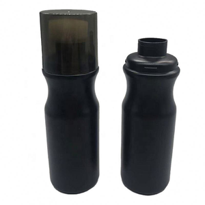 PP <b>Plastic</b> Black Cylinder Cosmetic <b>Bottle</b> with Cap and Brush Screen Printed for Makeup - Product Image 1