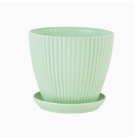 Pots de plantes décoratifs en résine côtelée avec soucoupe, pot de fleurs en plastique léger multicolore pour plantes succulentes, fleurs, balcon