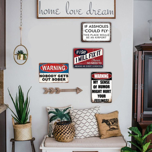 Ensemble de panneaux métalliques amusants avec messages d'avertissement, décoration murale rétro vintage pour la cave du homme, le bar, le garage, le bureau à domicile, avec des <span class=keywords><strong>citations</strong></span> <span class=keywords><strong>humoristiques</strong></span> - Product Image 4