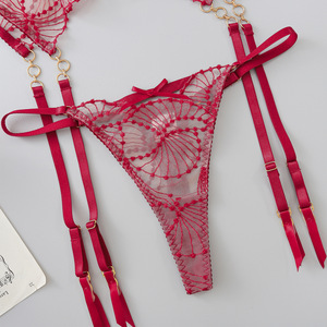 Nuovo Stile 2026: Set Reggiseno Sexy con Ricamo Trasparente, Lingerie in Pizzo, Set Tre Pezzi, Bikini Senza Cuciture e Senza Ferretto, Logo in Vita - Product Image 5
