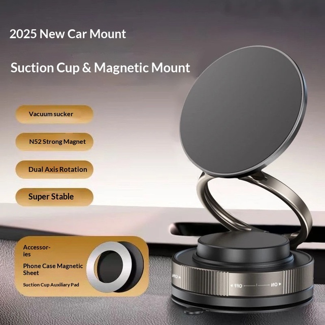 Wholesale Vacuum Suction Magnetic Car Phone Mount, 360° Rotatable Foldable N52 Magnet Cell Phone Holder for Dashboard