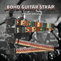 Tali gitar gaya Bohemia, tali gaya bordir kayu akustik untuk gitar listrik dan aksesori Amplifier Bass