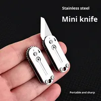 Mignon acier inoxydable Mini couteau à lame pliante Portable poche porte-clés accessoire pour bricolage Grade boîte Cutter pour l'ouverture des paquets