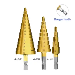 مثقاب مطلي بالصفيح hss مثقاب متدرج مثقاب متدرج رأت حفرة للفولاذ 4-20 ثاقب أساسي