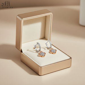 New Trendy Vintage Wholesale Jewelry Lucky Four Leaf Clover Drop Earring 18K Rose and White Gold Natural Diamond Hoop Earrings - Product Image 6