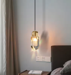 Zeal Lighting Tendering Minimalist <b>Small</b> Bedroom Bedside Pendant <b>Light</b> Gold Crystal Pendant <b>Light</b> - Product Image 6