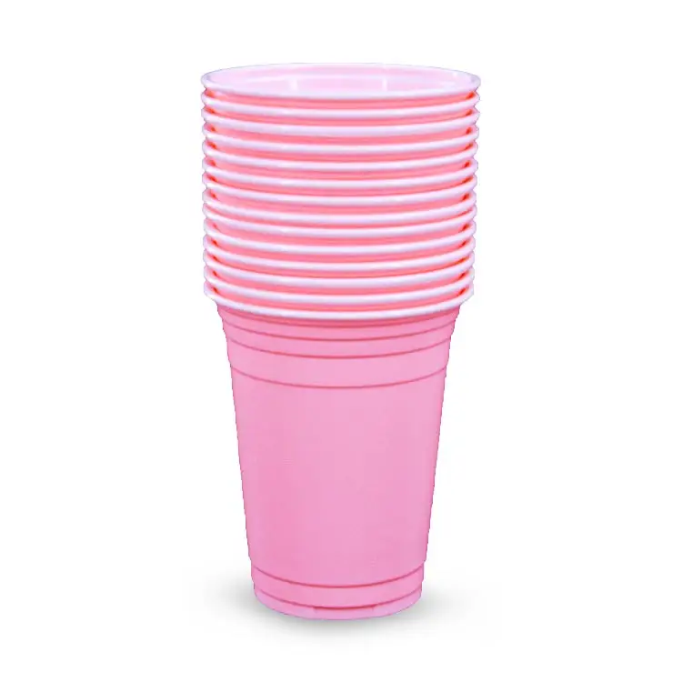 Party Cup 16oz wieder verwendbarer Einweg-Trinkbecher, geeignet für Geburtstags feiern, Singles, Camping, Indoor, Pink Beer Pong Cup