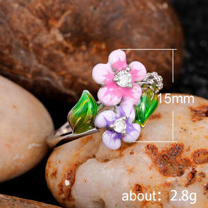 Anello Cocktail F1715 con Fiore, Anello da Donna con Zirconia Cubica, Regalo di Moda - Product Image 5