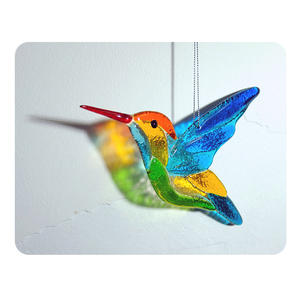 Decoração de Vidro Colorido para Jardim em Forma de Beija-flor, <span class=keywords><strong>Suncatcher</strong></span> de Vidro Fundido Personalizado, Decoração de Janela em Vidro Fundido Multicolorido Feita à Mão - Product Image 1