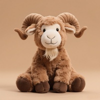 Jouet en peluche personnalisé en forme de chèvre douce et moelleuse avec des cornes, adorable mouton brun en peluche, mascotte en peluche personnalisée