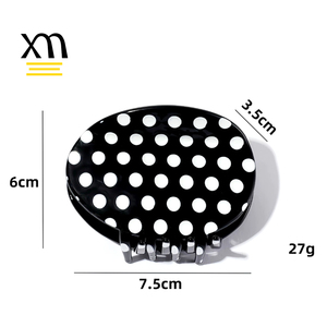 XinMei, pinzas para el cabello de estilo coreano a la moda para mujer, venta al por mayor, ovaladas, <span class=keywords><strong>2026</strong></span>, nueva pinza para el cabello con lunares, pinzas para el cabello personalizadas de acetato con logotipo - Product Image 4