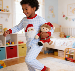 Conjuntos <span class=keywords><strong>de</strong></span> Ropa Navideña para Bebés 2026, Pijamas Infantiles <span class=keywords><strong>de</strong></span> Punto Azul a Cuadros, Ropa <span class=keywords><strong>de</strong></span> Santa Claus para Niños - Product Image 2