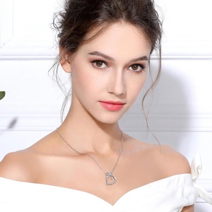 925 en argent sterling rhodium femmes <span class=keywords><strong>copine</strong></span> Je t'aime petit coeur forme pendentif collier - Product Image 6