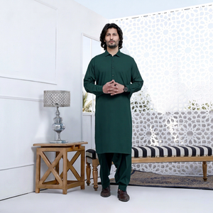 Salwar Kameez en coton vert pour homme, manches longues, multicolores, tenue décontractée quotidienne, tenue ethnique de haute qualité, Inde, Pakistan - Product Image 1