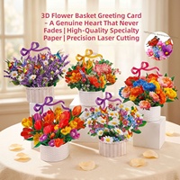 Ornement de bureau en papier écologique 3D floral de luxe fait main, impression sérigraphique, recyclable, cartes de Noël et d'anniversaire personnalisées