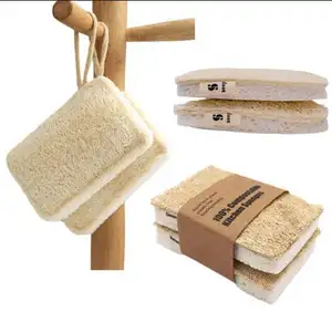 Pâte de bois biodégradable naturelle personnalisée, coton éponge à vaisselle luffa outil de nettoyage éponge en Cellulose de cuisine
