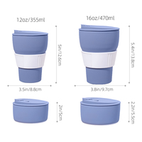 Vente en gros usine – Tasse à café pliable en silicone 12oz 16oz avec paille, idéale pour les voyages