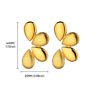Boucles d'oreilles clous en acier inoxydable plaqué or de style rétro français au design irrégulier, géométriques et multiformes, tendance
