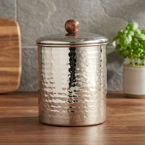 Handcrafted Metal Food Container <b>Round</b> With Lid Minimalist Design Keep Fresh 1 Layer ≤5kg Storage <b>Box</b> - Product Image 2