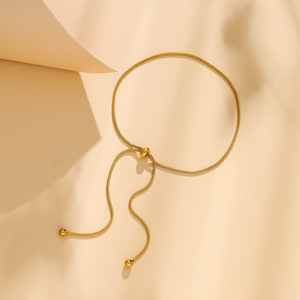 <span class=keywords><strong>Cavigliera</strong></span> Minimalista in Acciaio al Titanio con Catena a Osso di Serpente Dorata e Fiocco, Gioiello di Moda Coreana Sexy per Ragazze da Spiaggia - Product Image 3