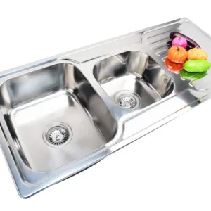 Sus304 Stainless Steel Square Grey Double Bowls Stretching Basin