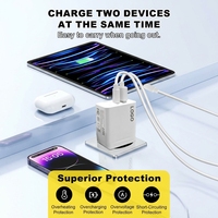 Cargador Rápido de 20W con Enchufe Europeo, 2 Puertos Duales Tipo-C/USB-A, PD3.0, QC3.0, Carcasa de PC Resistente al Fuego, Protección Múltiple, Portátil