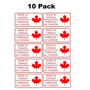 Étiquette autocollante « Fabriqué au Canada » en forme de feuille d'érable rouge, personnalisable, multi-lignes, 500 par rouleau - Product Image 2
