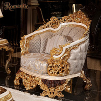 Ensemble de canapés de luxe élégant en bois sculpté doré champagne, style royal turc, avec table basse, design européen antique pour salon d'appartement