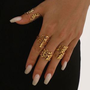 Bague punk en acier inoxydable plaqué or, motif soleil, nœud papillon, cœur, large ouverture, accessoires pour femmes et hommes, bijoux de mode DIY - Product Image 1