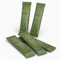 Ensemble d'emballages personnalisés écologiques pour sachets de poudre de soin botanique en bâtonnets, avec boîte en papier