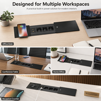 Prise de courant coulissante encastrée en aluminium modulaire personnalisable, 2 prises, multifonctionnelle, avec charge sans fil