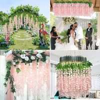 Guirlande de fleurs artificielles de glycine en soie pour décoration murale, mariage, fête et maison