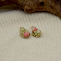Aksesoris Liontin Model Daun Kelopak Bunga Bentuk Tetesan Resin Akrilik Lucite Gaya Fashion, Liontin Kacang Merah, Niche DIY